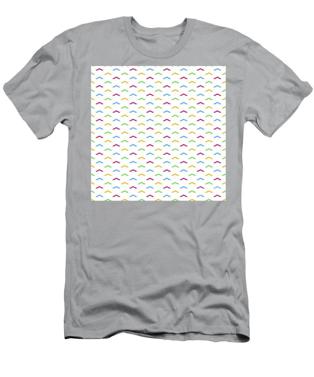 Geometric Inverse Light Upward Chevron Pattern in Primary Colors N111 Holy Rock Design T-Shirt
