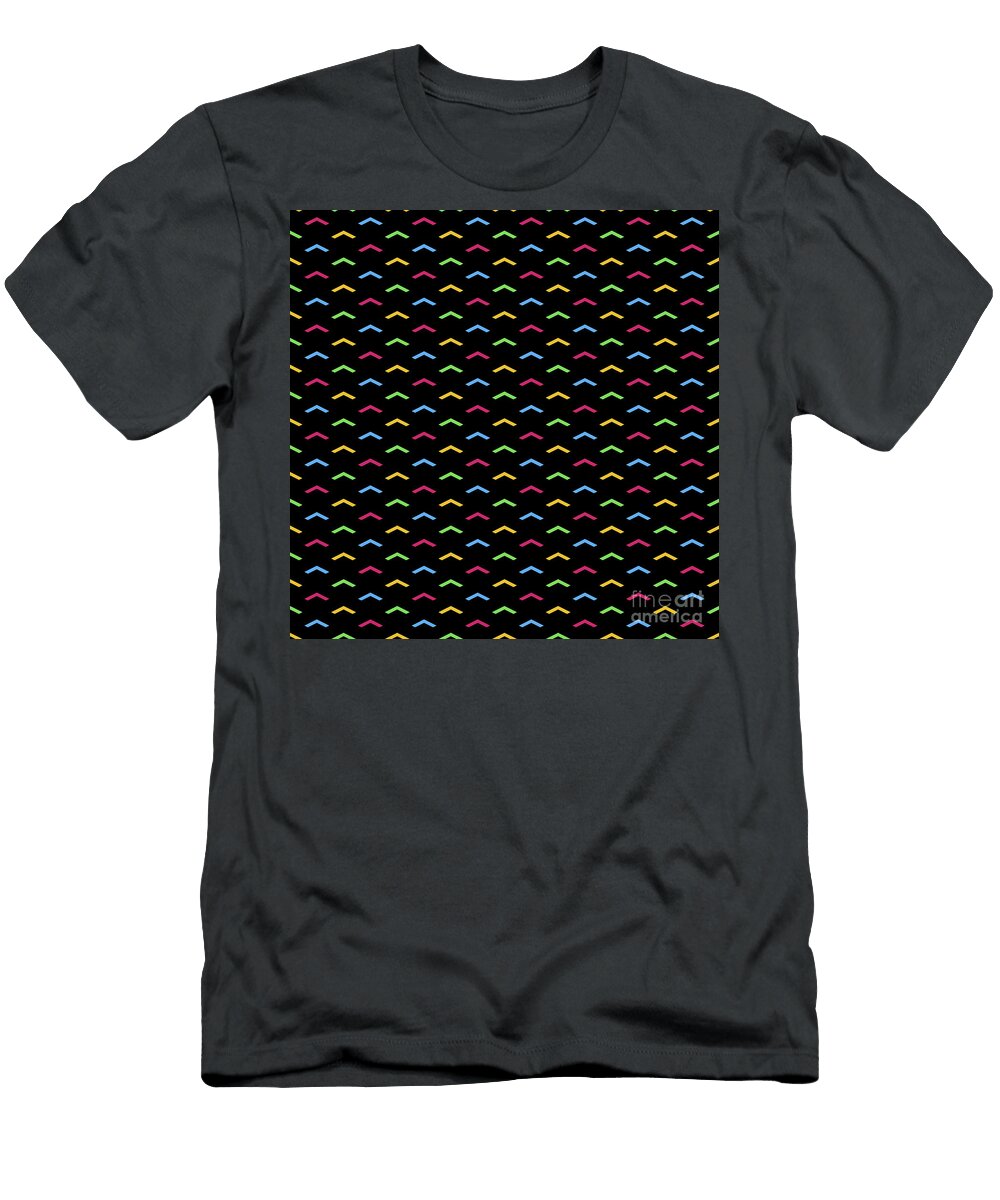 Geometric Inverse Light Upward Chevron Pattern in Primary Colors N318 Holy Rock Design T-Shirt