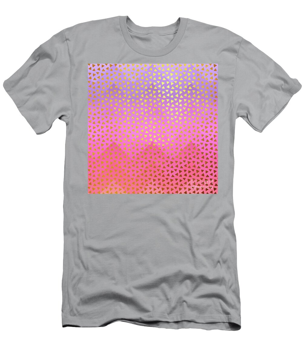 Geometry Golden Triangles Over Colorful Chevron Pattern Tina Lavoie T-Shirt