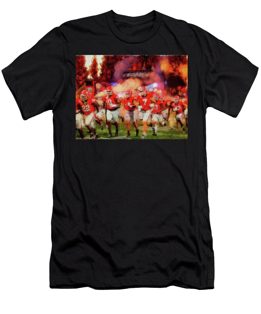 Georgia Bulldogs Fiery Entrance Dennis Baswell T-Shirt