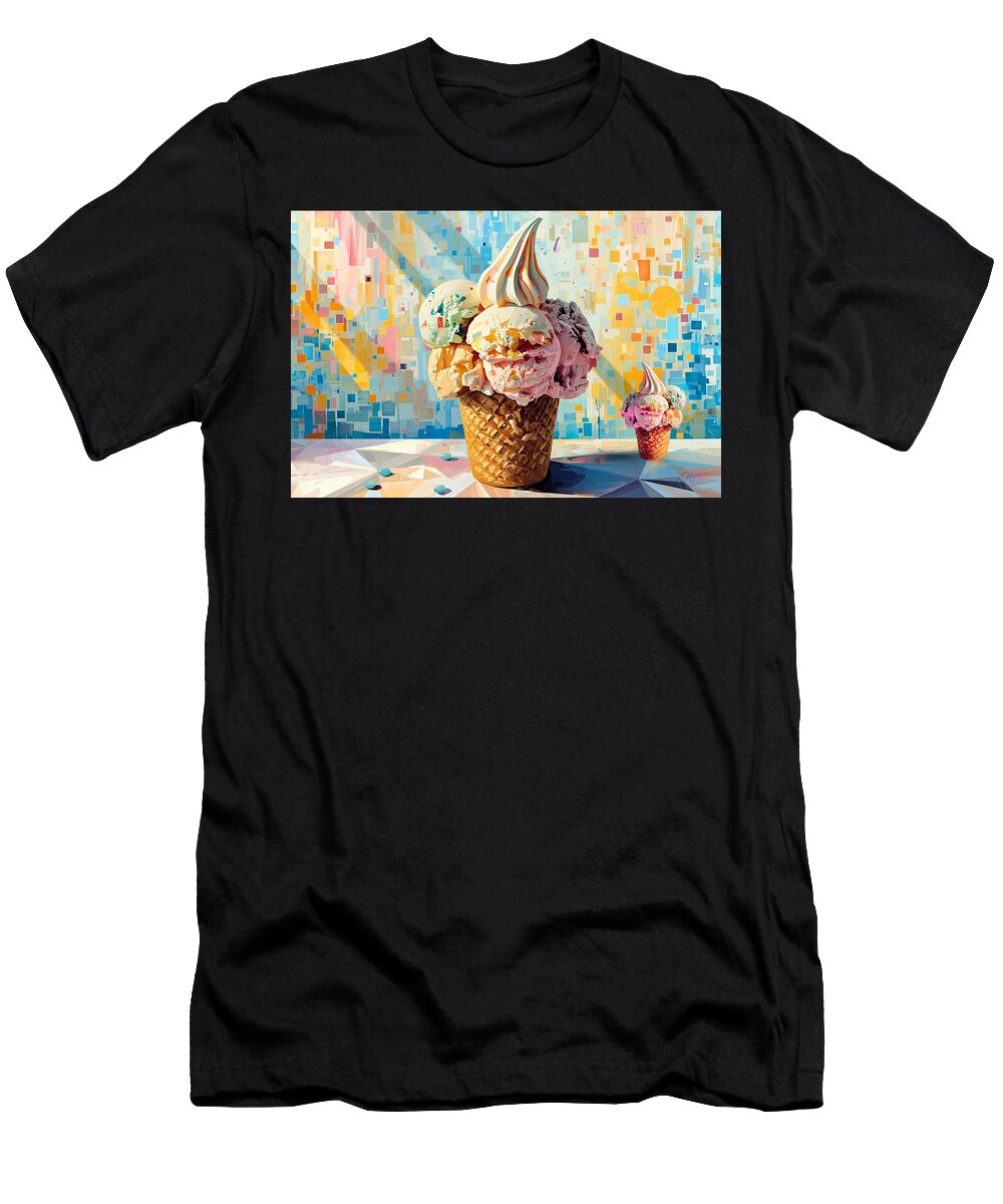 Giant Ice Cream Cones in Abstract Setting Genius Mama T-Shirt