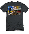 Gieveld 12 Painting Slenaken Heijenrath Yellow Gieveld the Past History Horizon Melancholy Old Farm Abstract Art Backdrop Background Black Blob Border Brown Brush Color Colour Crumpled Damaged N Akkash T-Shirt