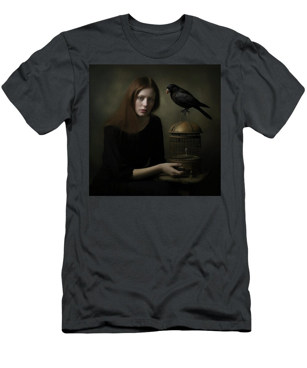 Ginger Woman and Bird Out of Cage Portrait Yo Pedro T-Shirt