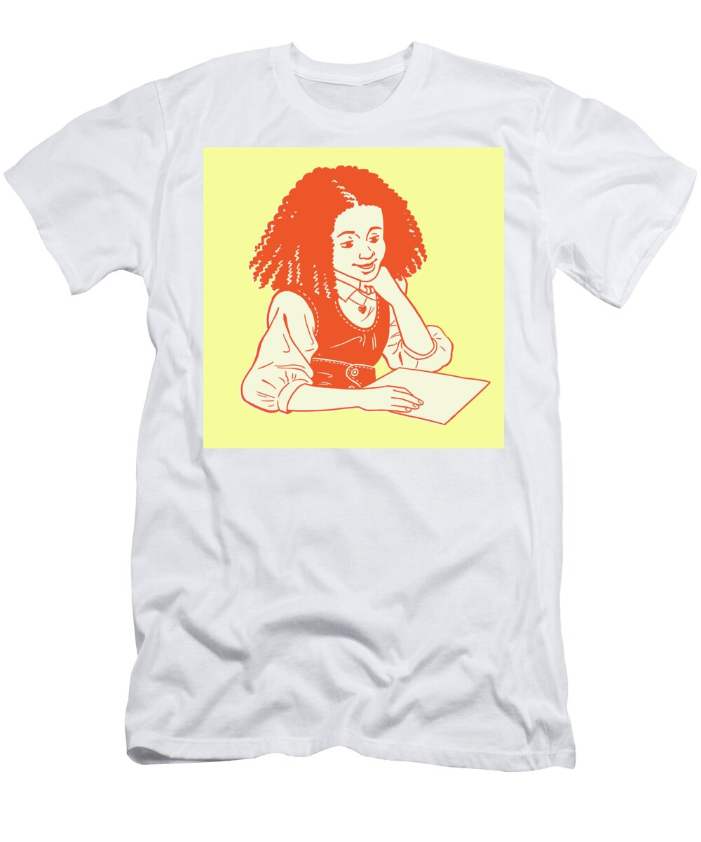 Girl Doing Homework Csa Images T-Shirt