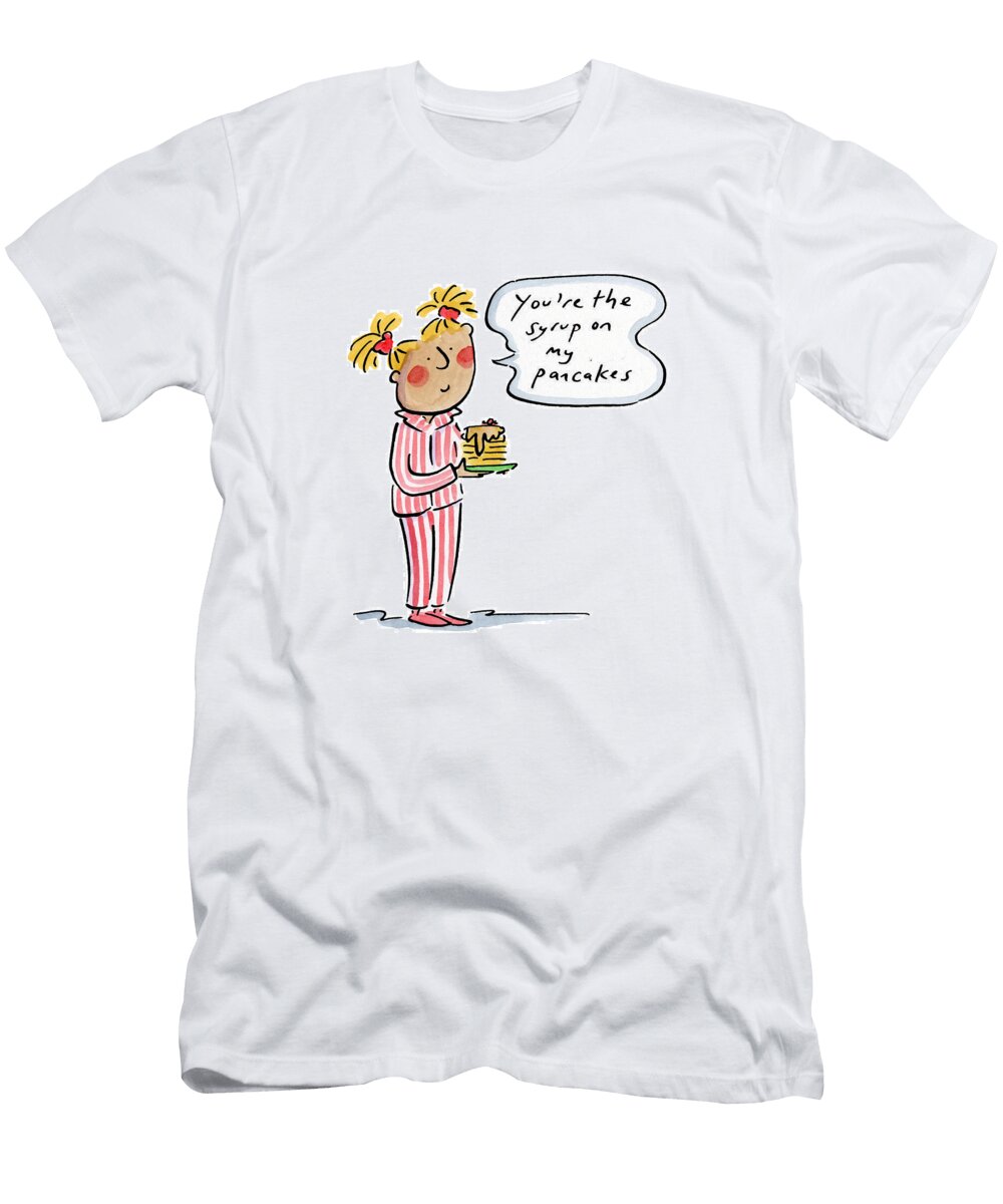 Girl in Pajamas with Pancakes Rosie Brooks T-Shirt