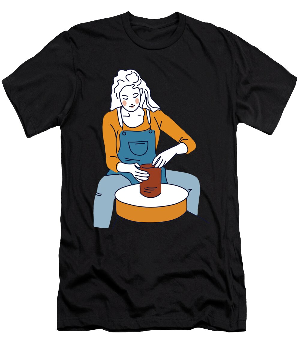 Girl Making Pottery Ceramics Porcelain Hobby Gift Thomas Larch T-Shirt