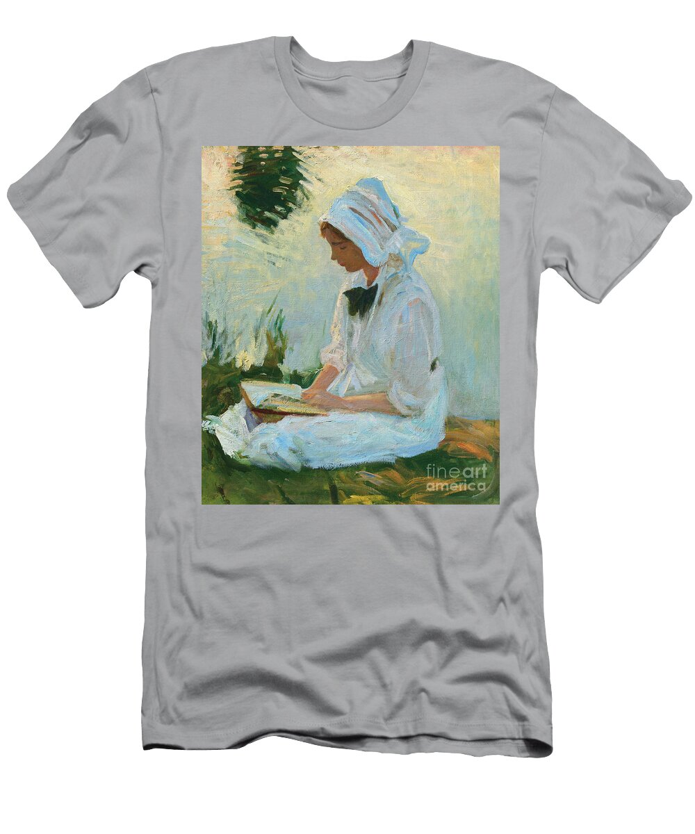 Girl Reading By a Stream Circa 1888 John Singer Sargent T-Shirt