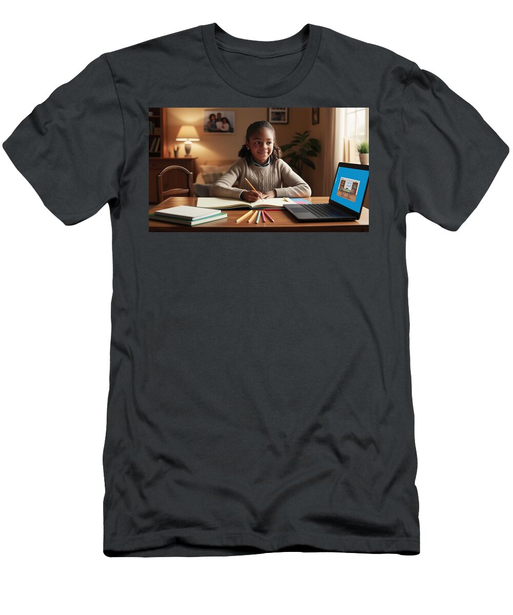Girl Studying At Home Desk Talha Khan T-Shirt