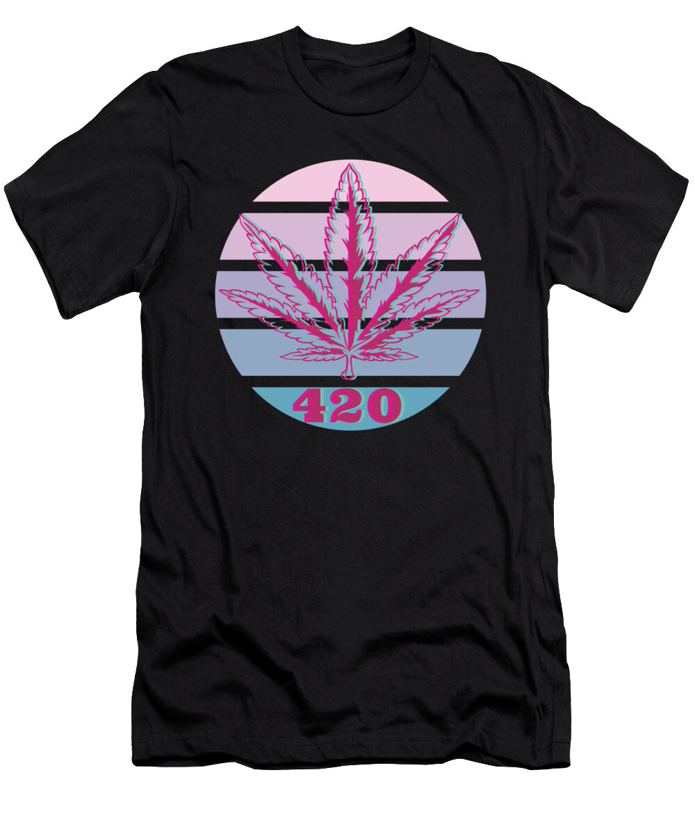 Glitched 420 Hemp Leaf Retro Style Me T-Shirt
