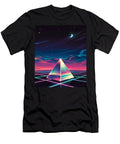 Glowing Pyramid in Neon Grid with Retro Sky Hakim Degou T-Shirt