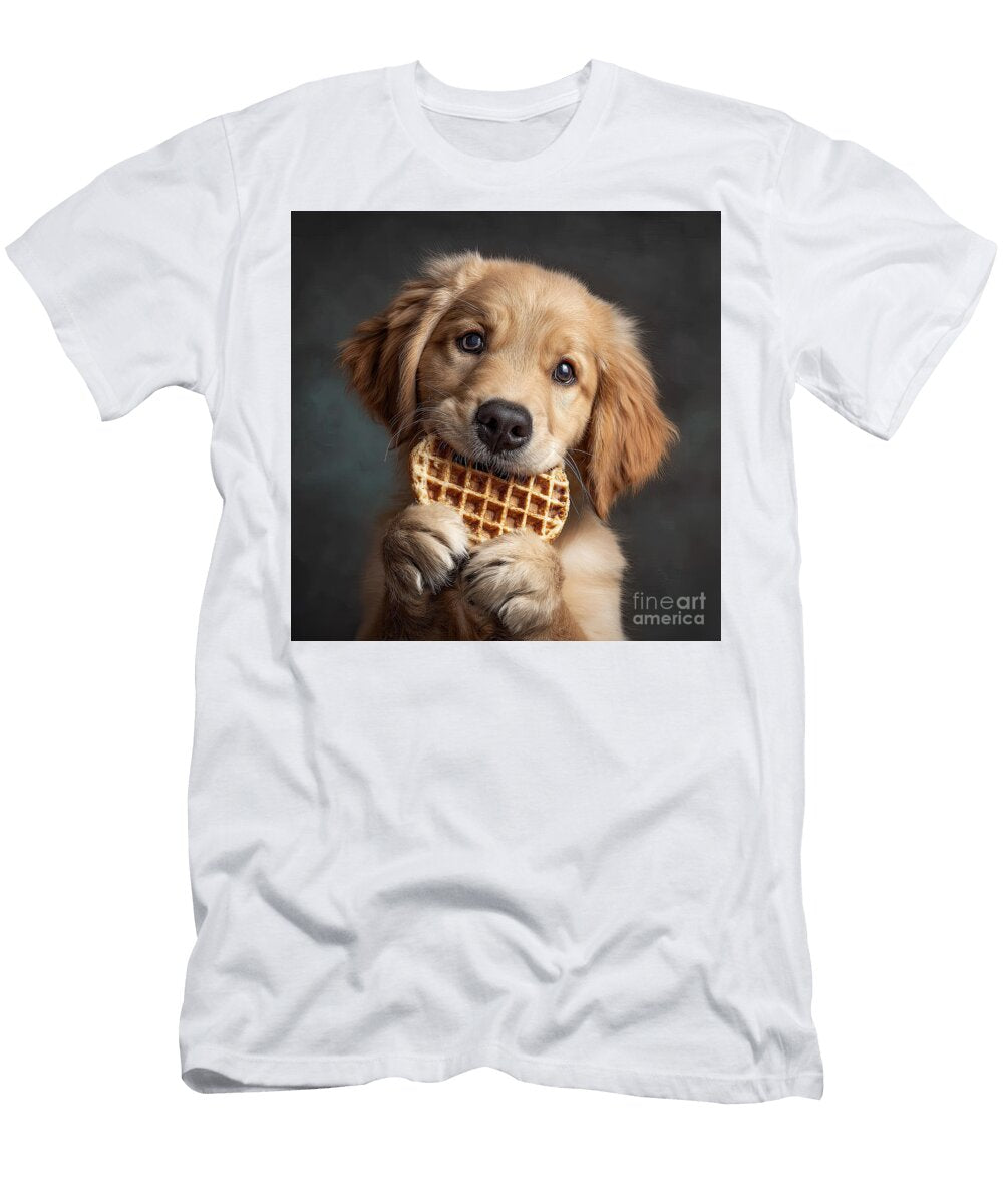 Golden Retriever Puppy Eating Waffle 01 Elisabeth Lucas T-Shirt