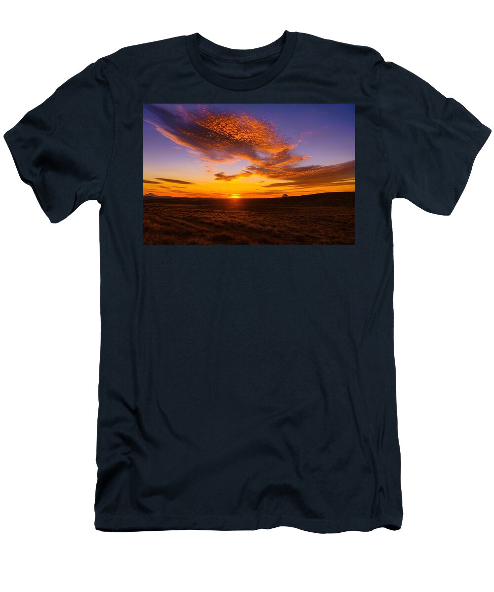 Golden Sunset Over Fields Mario G Rivera T-Shirt