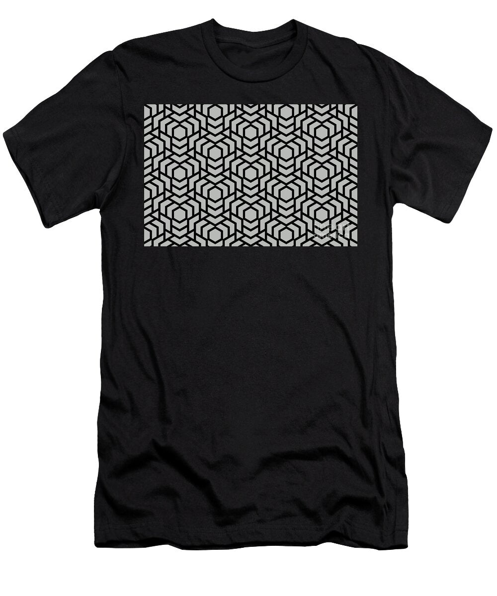 Gray and Black Tessellation Line Pattern 38 Petite Pattern Minimal Graphic Designs T-Shirt