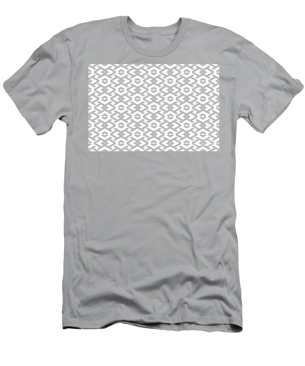 Gray and White Art Deco Geometric Shape Pattern Petite Pattern Minimal Graphic Designs T-Shirt