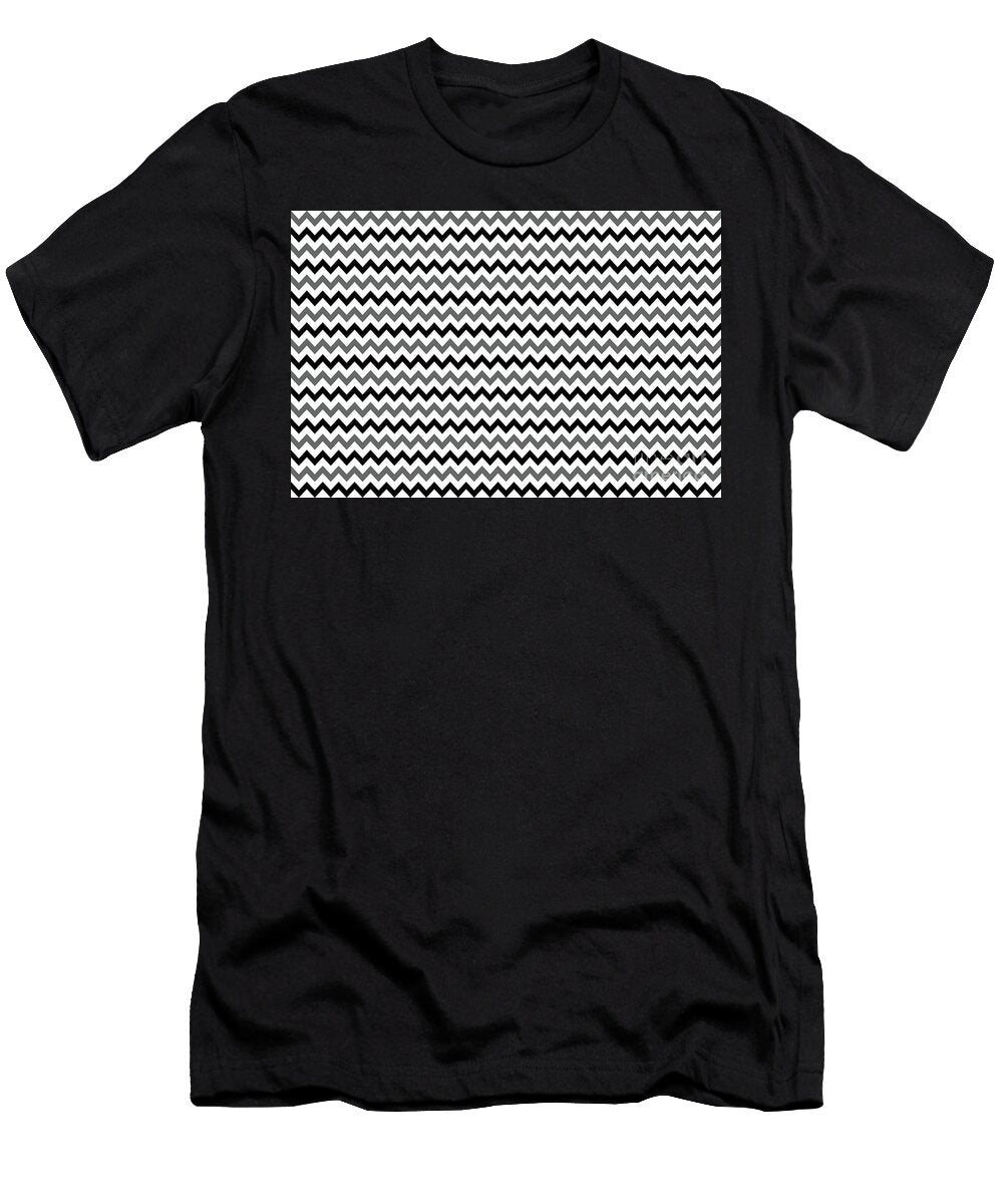 Gray Black and White Tri Color Chevron Horizontal Line Stripe Pattern Petite Patterns T-Shirt
