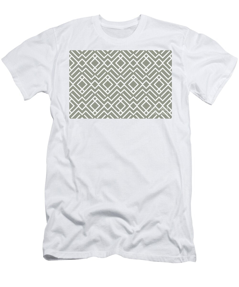 Gray Green and White Minimal Chevron Pattern Petite Pattern Minimal Graphic Designs T-Shirt