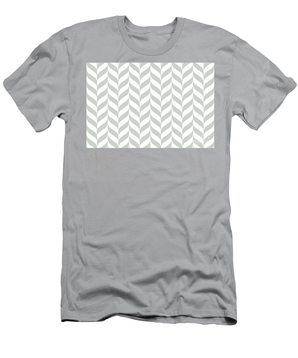 Gray Green and White Pretty Herringbone Pattern Petite Pattern Minimal Graphic Designs T-Shirt