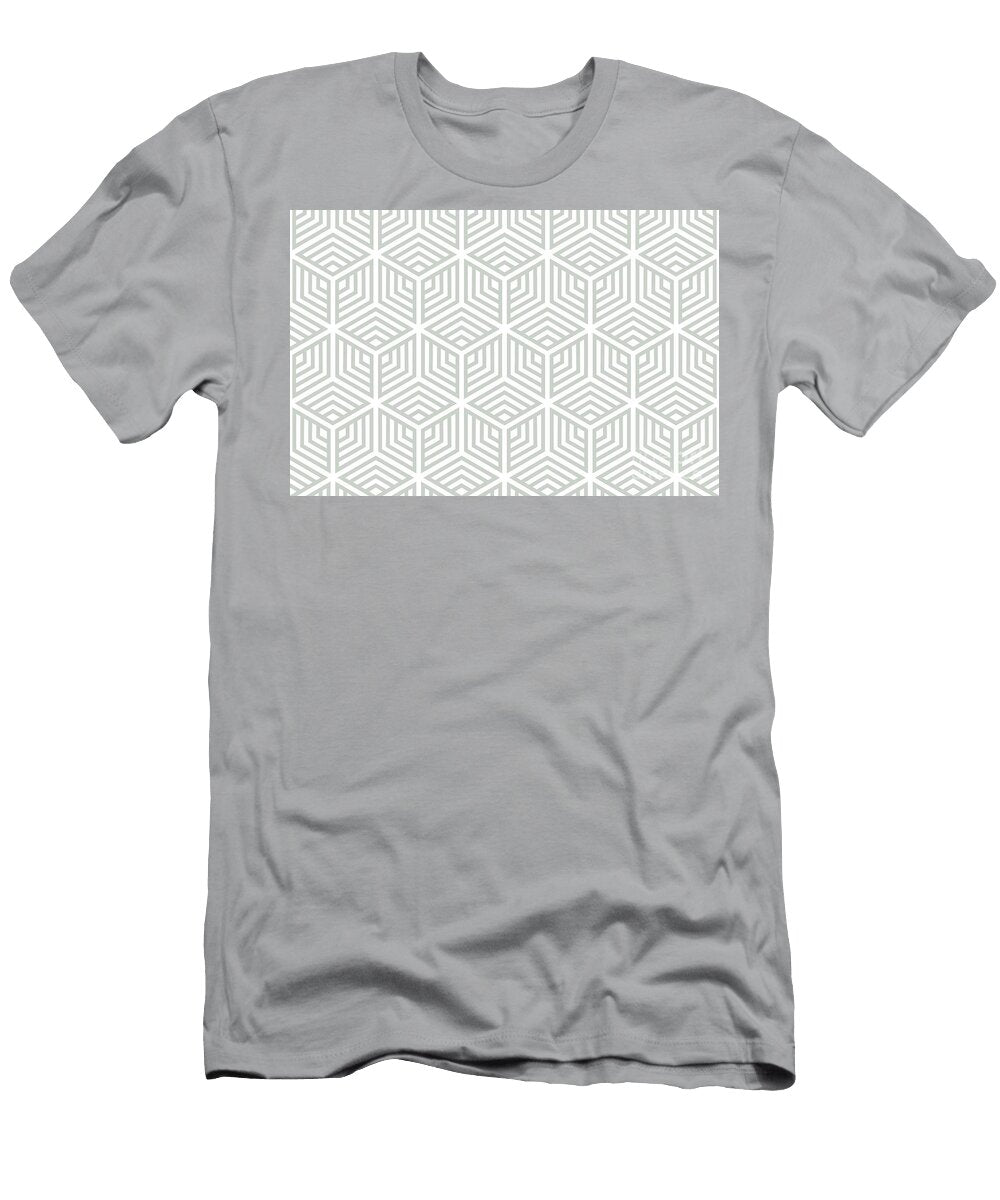 Gray Green and White Stripe Cube Geometric Pattern Petite Pattern Minimal Graphic Designs T-Shirt