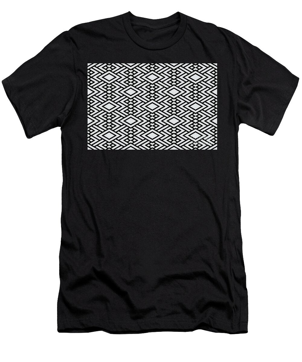 Gray Grey and White Art Deco Diamond Pattern Petite Pattern Minimal Graphic Designs T-Shirt