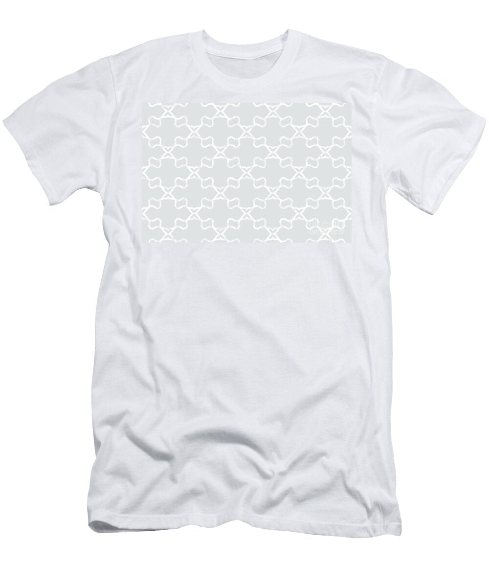 Gray Grey and White Ornamental Shape Pattern 3 Petite Pattern Minimal Graphic Designs T-Shirt