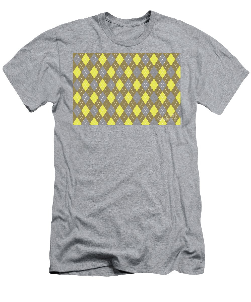 Gray Yellow Brown Argyle Pattern V8 Petite Patterns T-Shirt