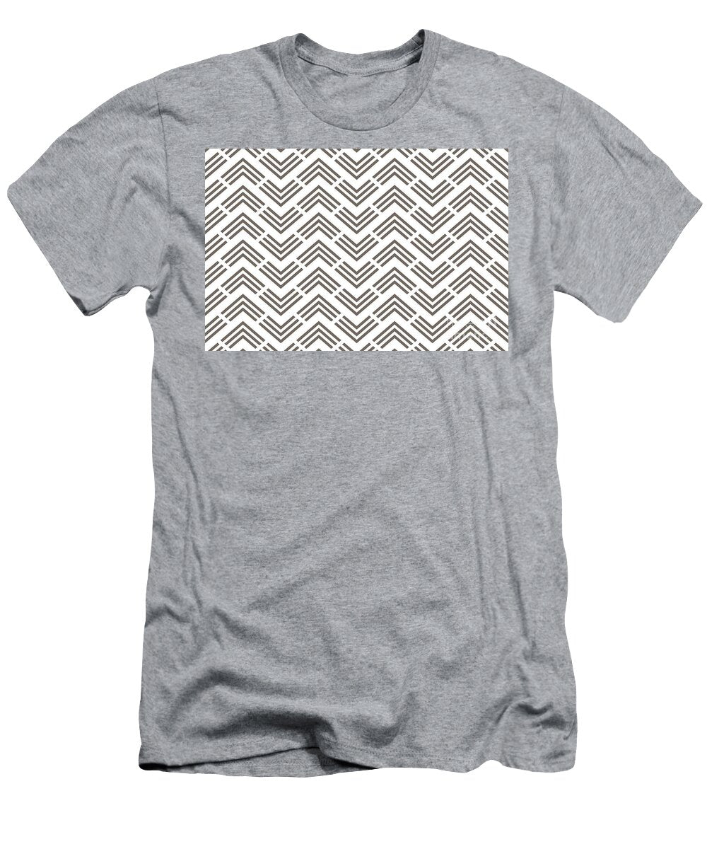 Grayish Brown and White Chevron Pattern Petite Pattern Minimal Graphic Designs T-Shirt