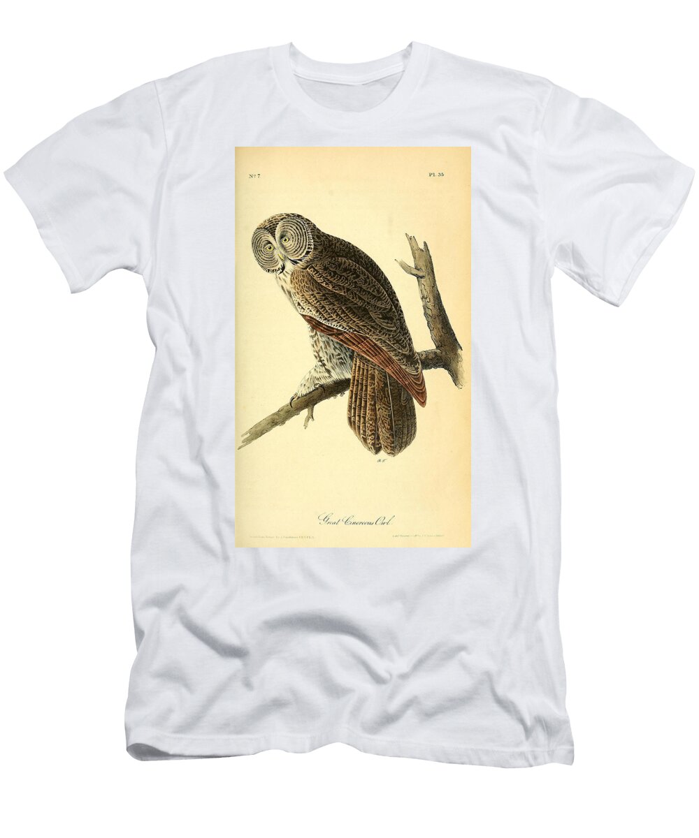 Great Cinerous Owl John James Audubon T-Shirt