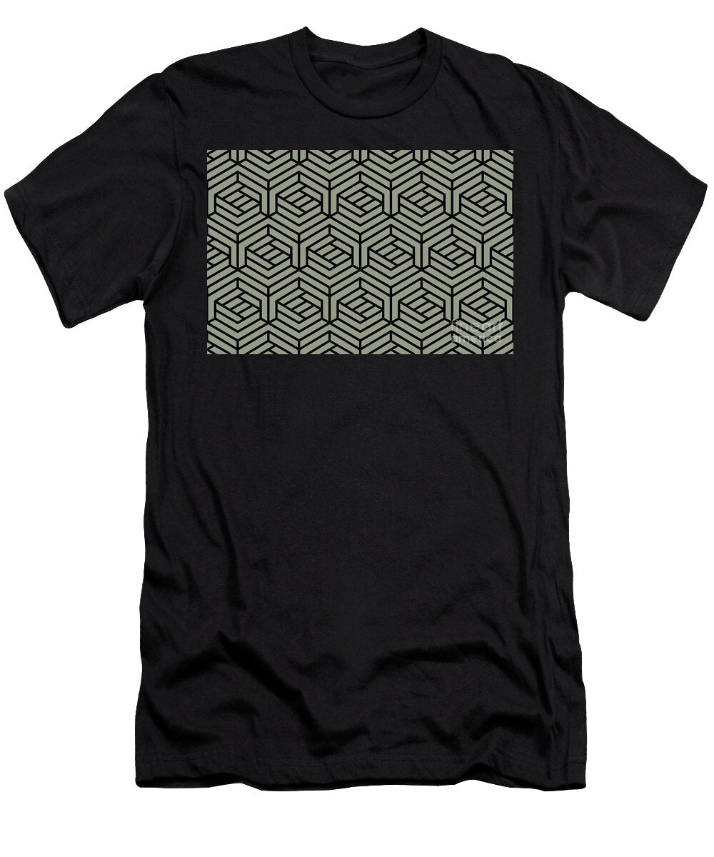 Green and Black Modern Cube Shape Pattern Petite Pattern Minimal Graphic Designs T-Shirt