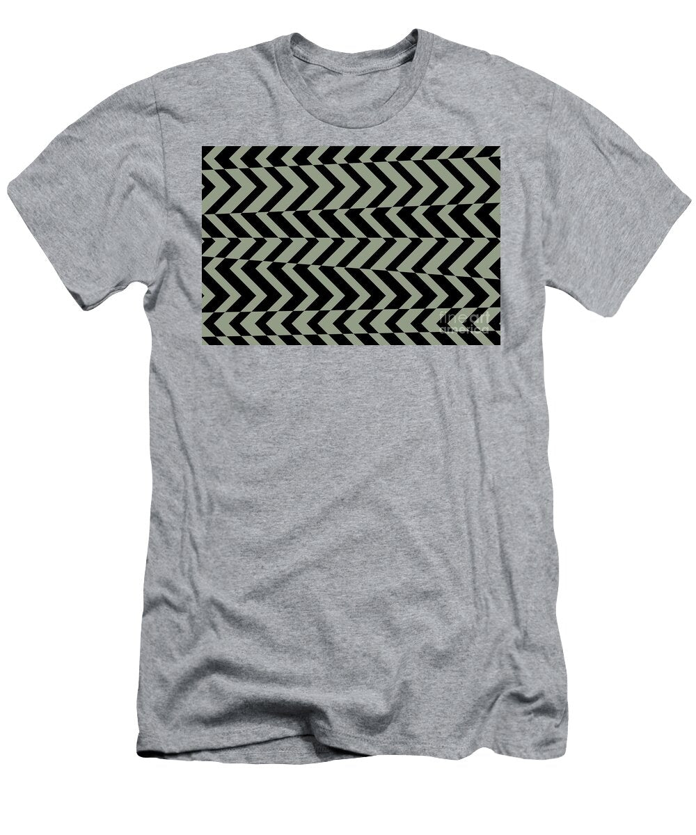 Green and Black Retro Chevron Stripe Pattern Petite Pattern Minimal Graphic Designs T-Shirt