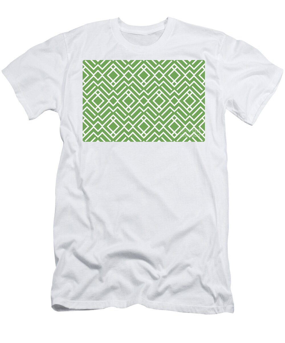 Green and White Chevron Diamond Pattern Pairs Coloro 2022 Popular Color Seaweed Green 062 55 25 Petite Pattern Minimal Graphic Designs T-Shirt