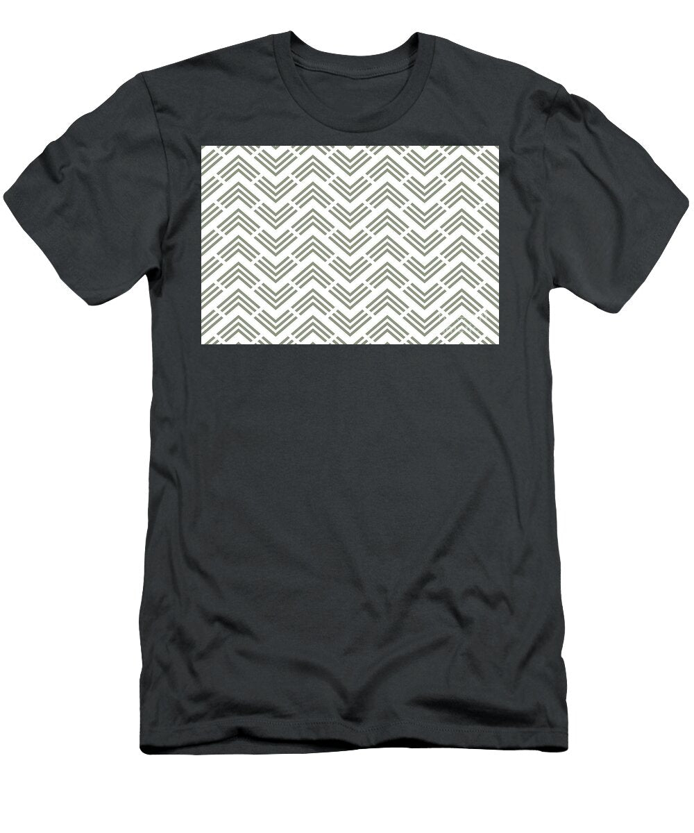 Green and White Chevron Rhombus Arrow Pattern Pairs Bh and G 2022 Color of the Year Laurel Leaf Petite Pattern Minimal Graphic Designs T-Shirt