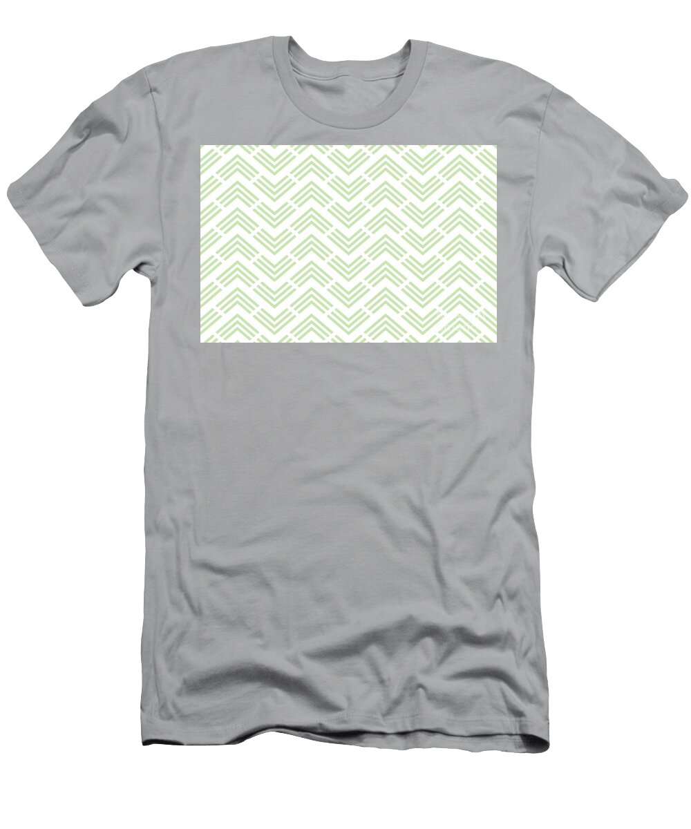Green and White Chevron Rhombus Arrow Pattern Pairs Coloro 2022 Popular Color Aloe Gel 058 83 18 Petite Pattern Minimal Graphic Designs T-Shirt