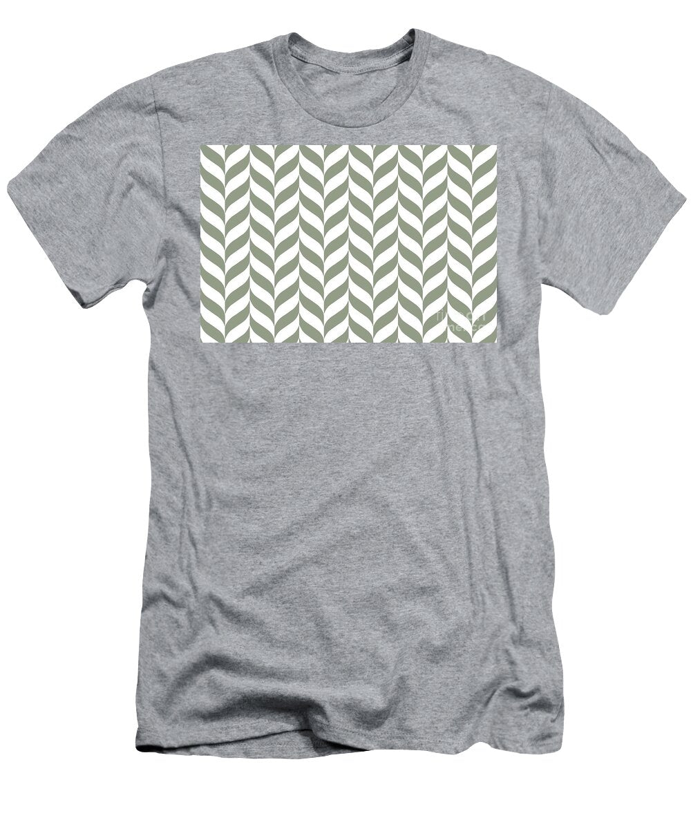 Green and White Pretty Herringbone Pattern Petite Pattern Minimal Graphic Designs T-Shirt