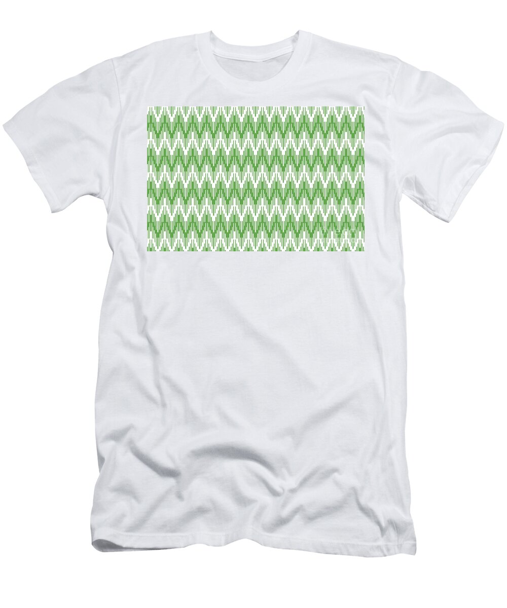 Green and White Striped Chevron Ripple Pattern Pairs De 2022 Trending Color Golf Course De5601 Petite Pattern Minimal Graphic Designs T-Shirt