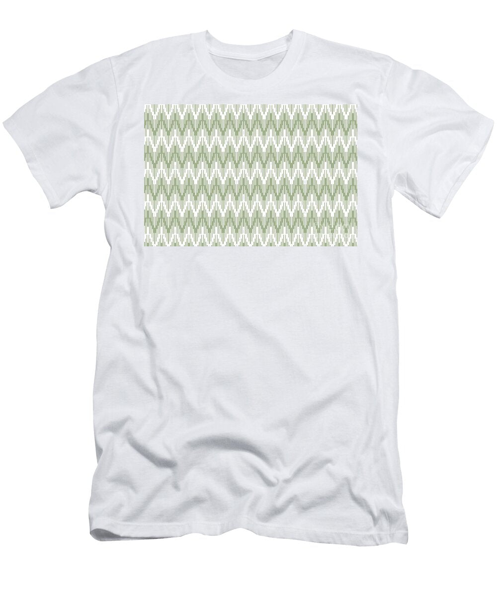 Green and White Striped Chevron Ripple Pattern Pairs Dulux 2022 Popular Colour Bamboo Stem Petite Pattern Minimal Graphic Designs T-Shirt