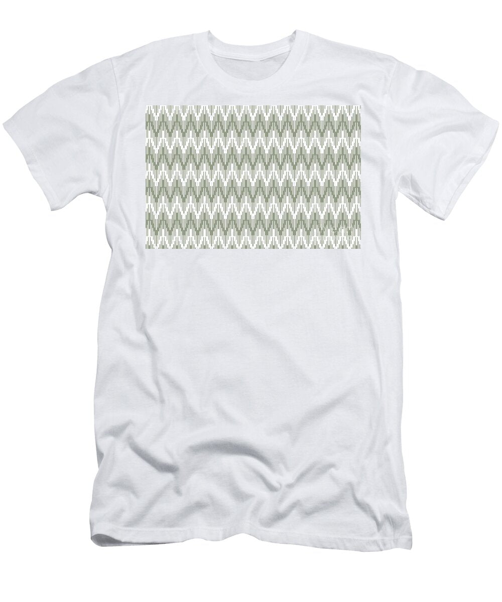 Green and White Striped Chevron Ripple Pattern Petite Pattern Minimal Graphic Designs T-Shirt