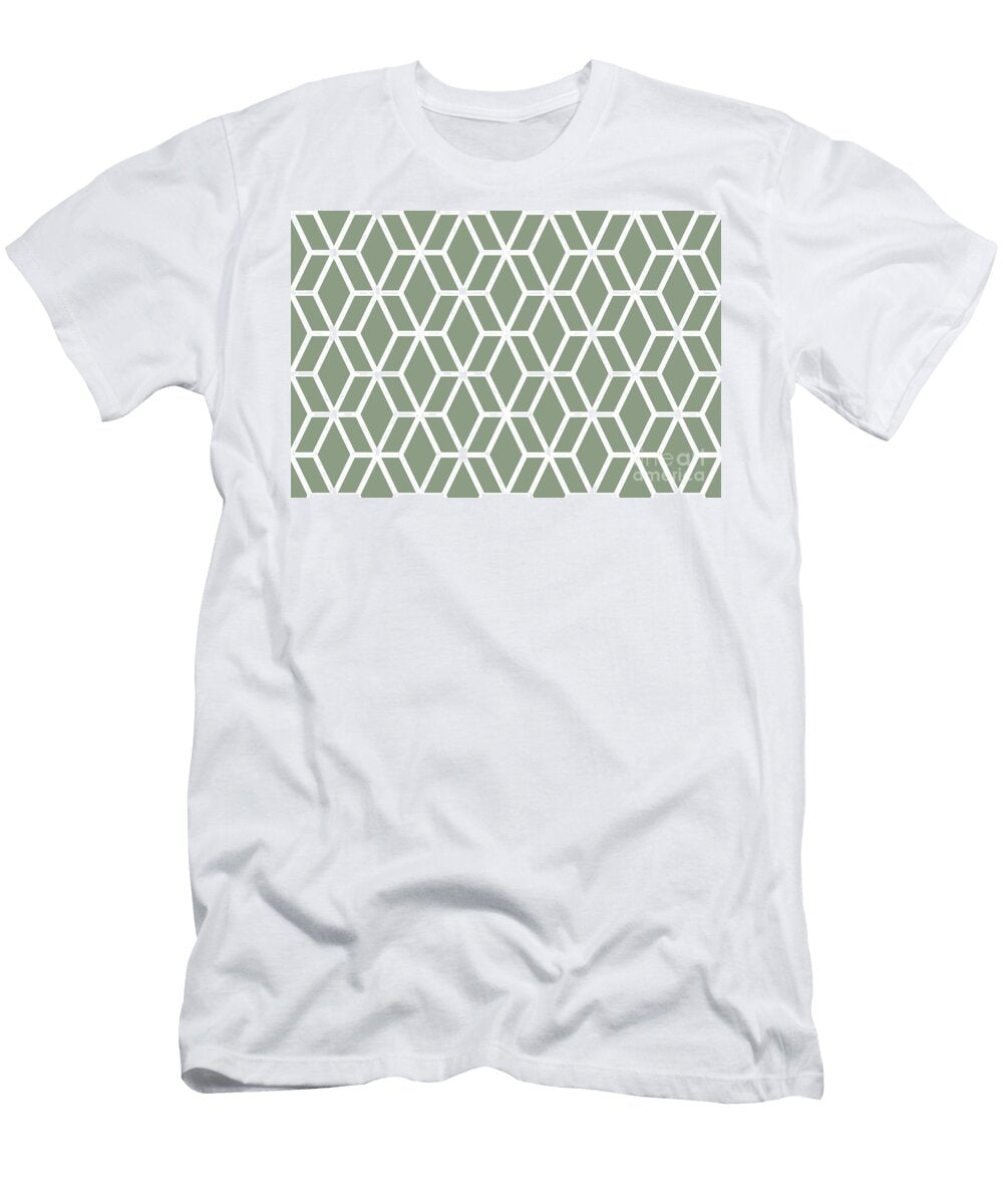 Green and White Tessellation Line Pattern 16 Petite Pattern Minimal Graphic Designs T-Shirt