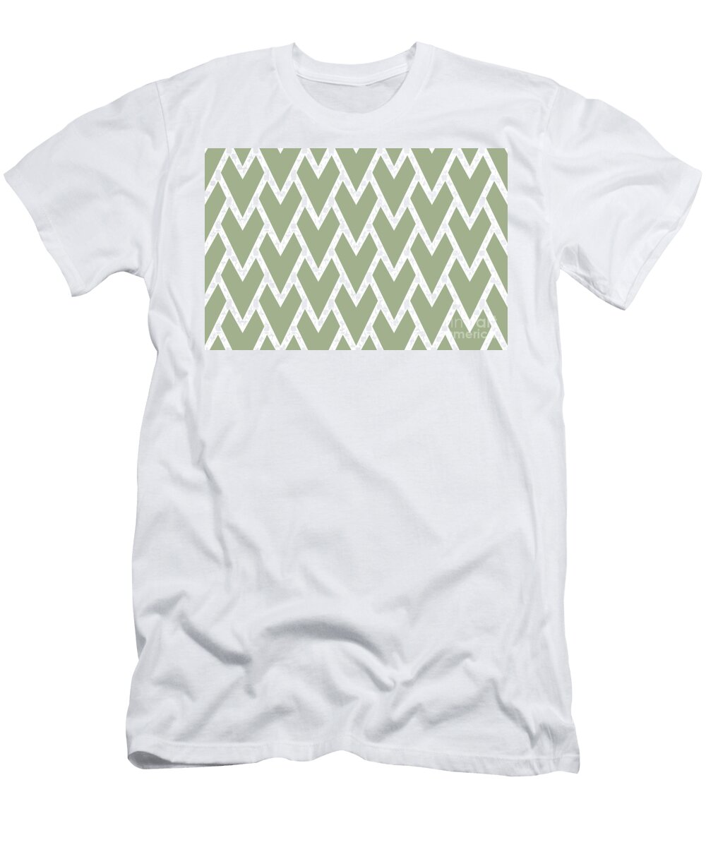 Green and White Tessellation Line Pattern 17 Pairs Dulux 2022 Popular Colour Bamboo Stem Petite Pattern Minimal Graphic Designs T-Shirt