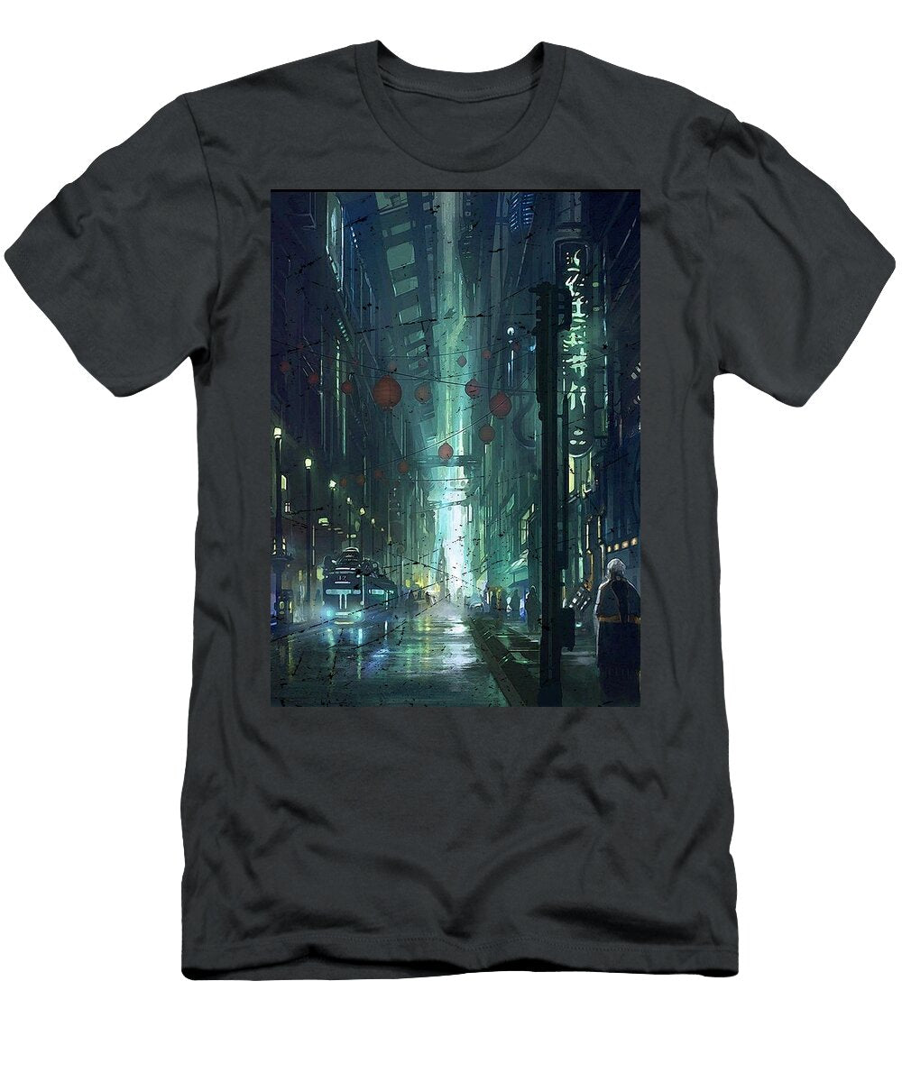 Green City of Cyberpunk Cyberpunk Art T-Shirt