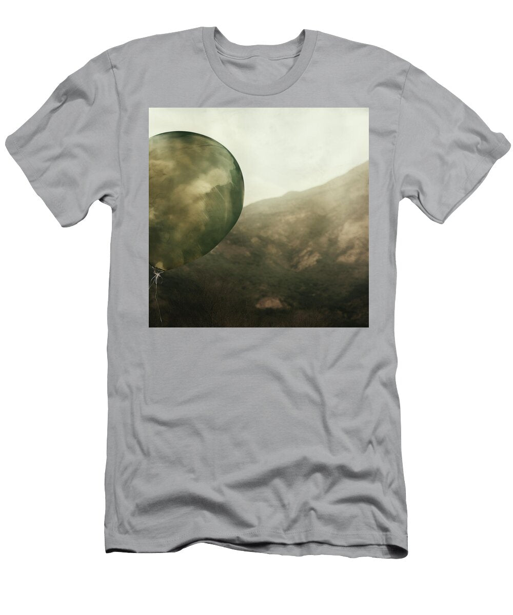 Green Helium Balloon Drifting Over Wilderness Hills Yo Pedro T-Shirt