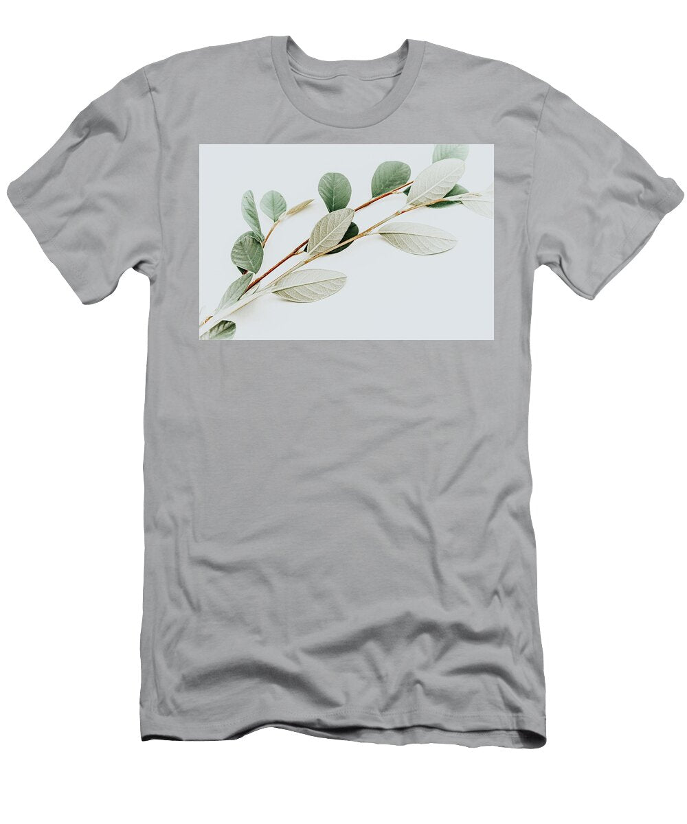 Green Leaves on White Background Julien T-Shirt
