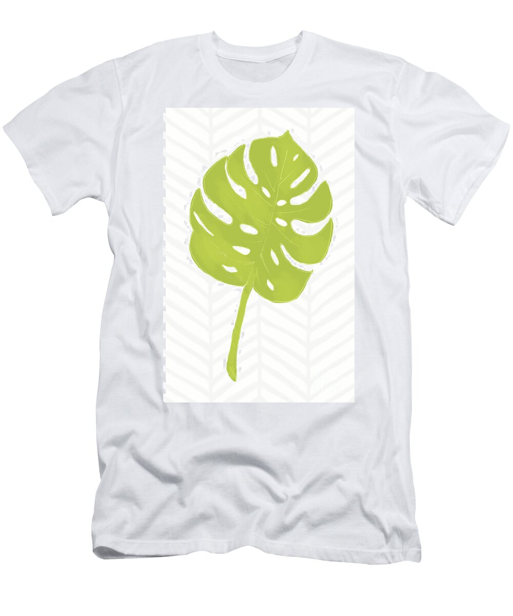 Green Tropical Monstera Leaf Fresh Geometry Tina Lavoie T-Shirt