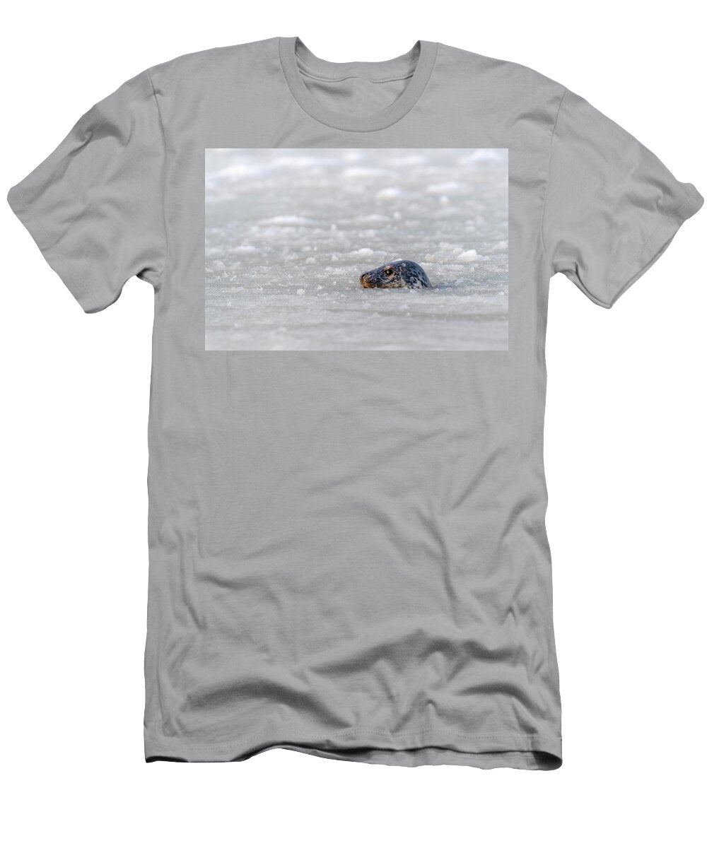 Grey Seal Swimming Between Ice and Pancake Ice Close to the David Pattyn Natureplcom T-Shirt