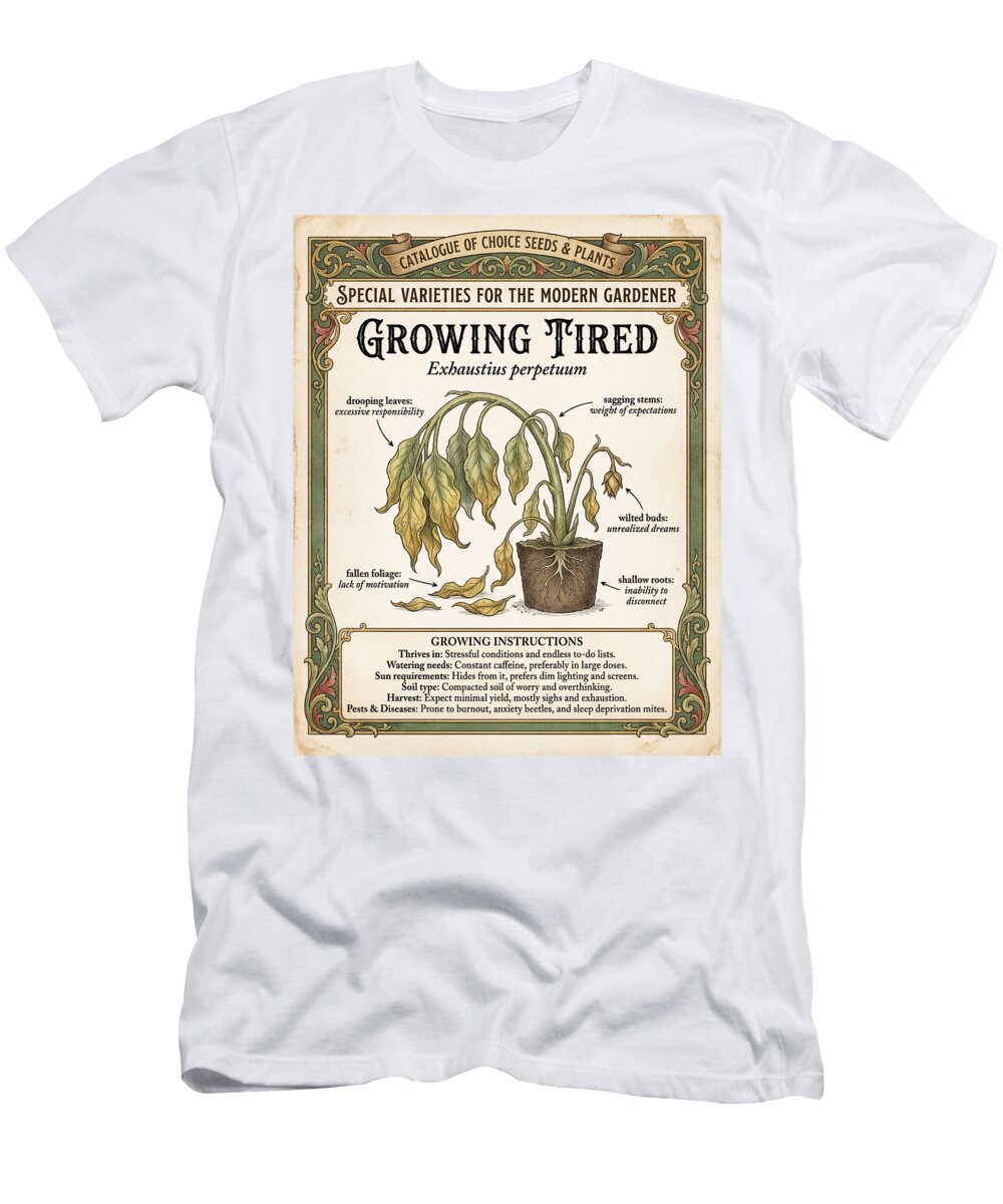 Growing Tired Botanical Satire Vintage Style T-Shirt