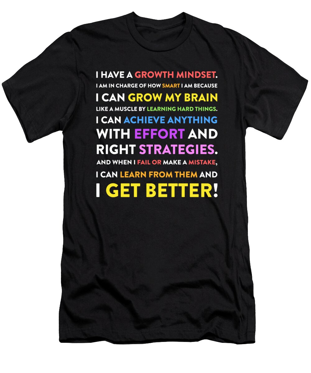 Growth Mindset Classroom Teacher Grow My Brain Gift Noirty Designs T-Shirt