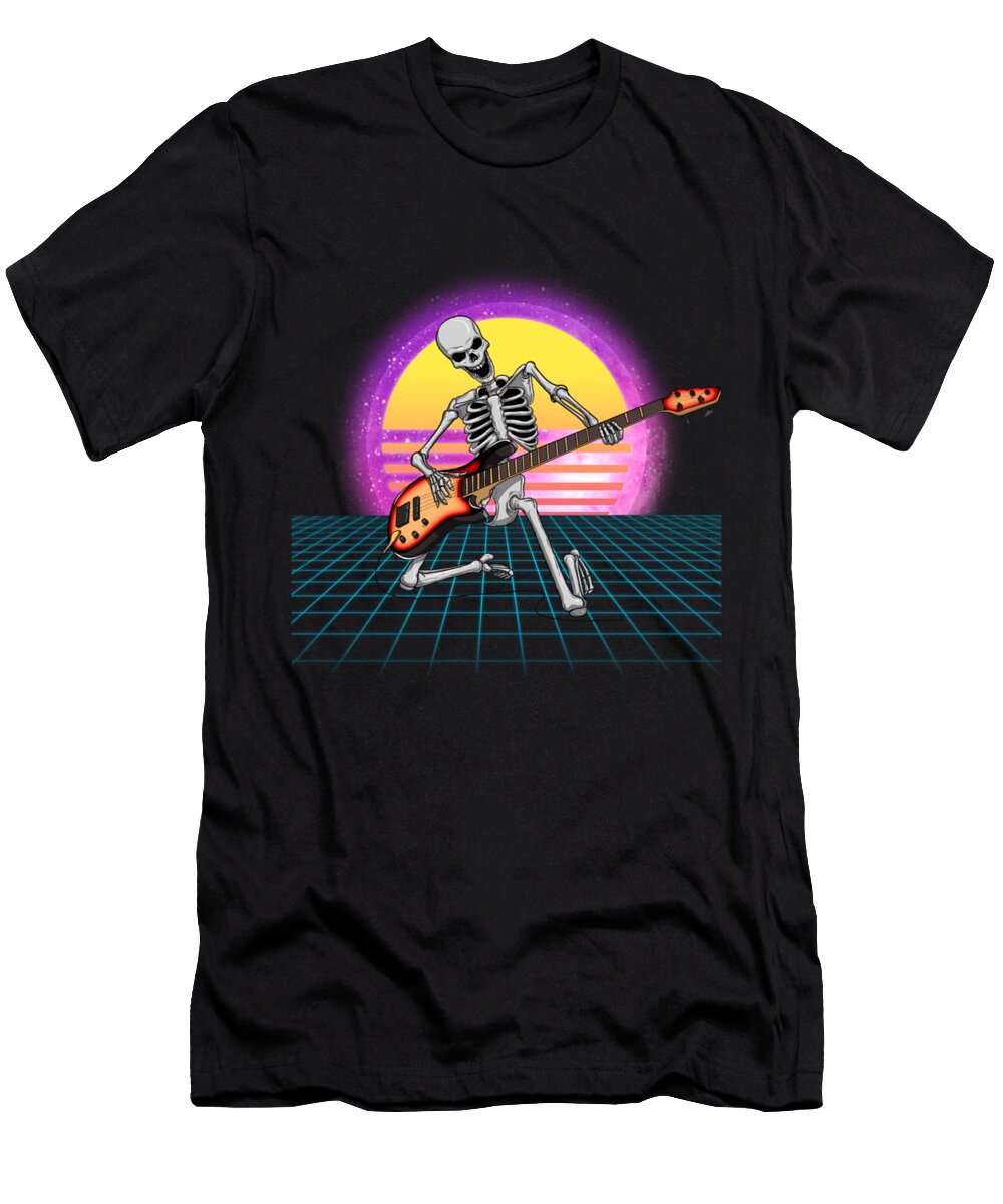 Guitar Skeleton Guitarist Vaporwave Rock and Boy Gary Roberts T-Shirt