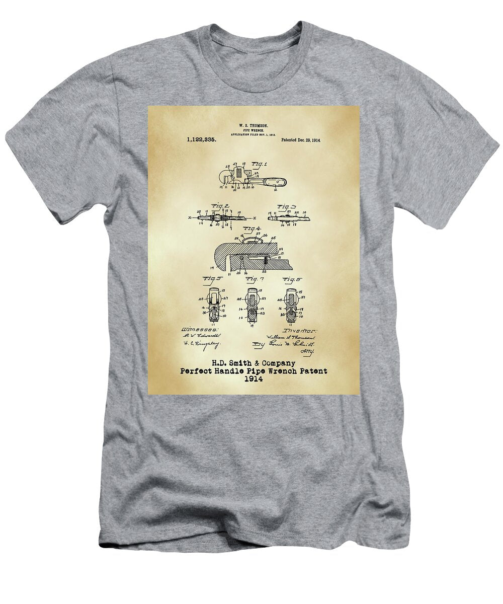 H D Smith Perfect Handle Pipe Wrench Patent Parchment David Smith T-Shirt