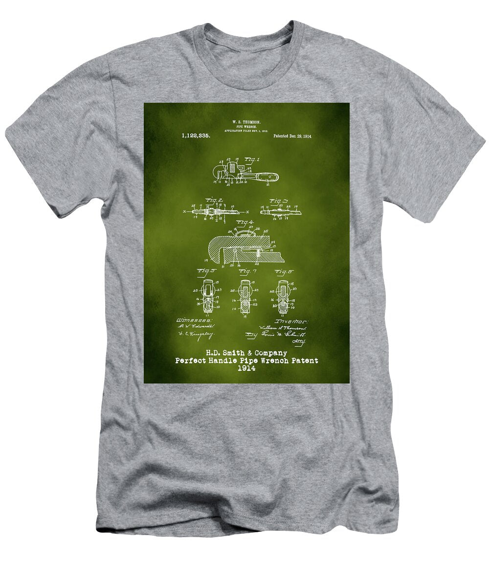 H D Smith Perfect Handle Pipe Wrench Patent White on Green David Smith T-Shirt