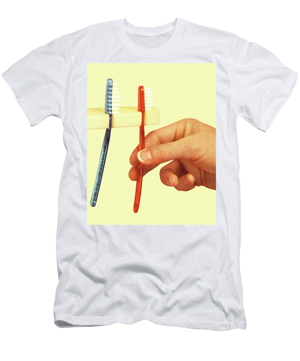 Hand and Two Toothbrushes Csa Images T-Shirt