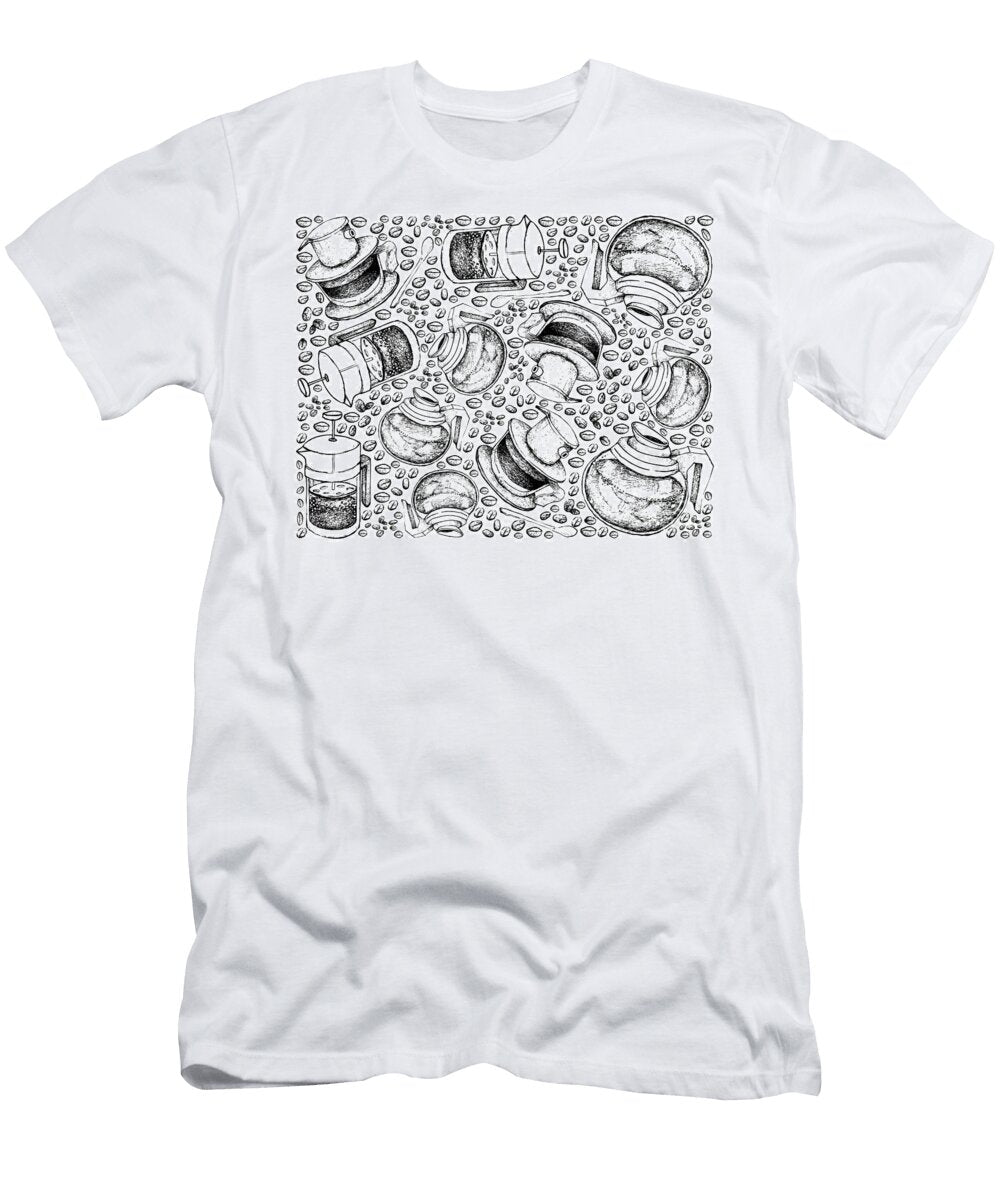 Hand Drawn Background of Coffee Maker with Coffee Beans Iam Nee T-Shirt